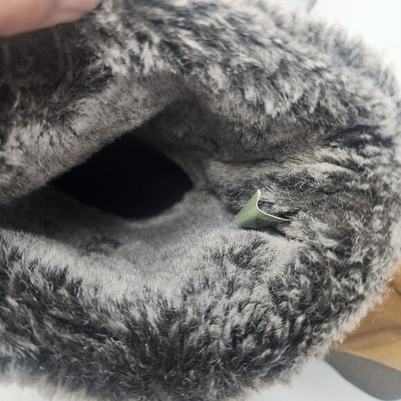 Timberland Monogram Tall Boot Women 8M Tan Wheat Suede Faux Fur Trim Wedge 86334 - Picture 9 of 12